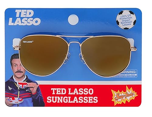 Ted Lasso Gold Aviator Sunglasses Sun-Staches UV 400, One Size Fits Most
