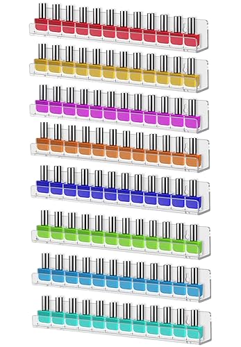 Cerpourt 8 Pack Wall Mounted Shelf,Clear Acrylic Nail Polish Organizer Display, Wall Rack Nail Supplies for Nail Techs