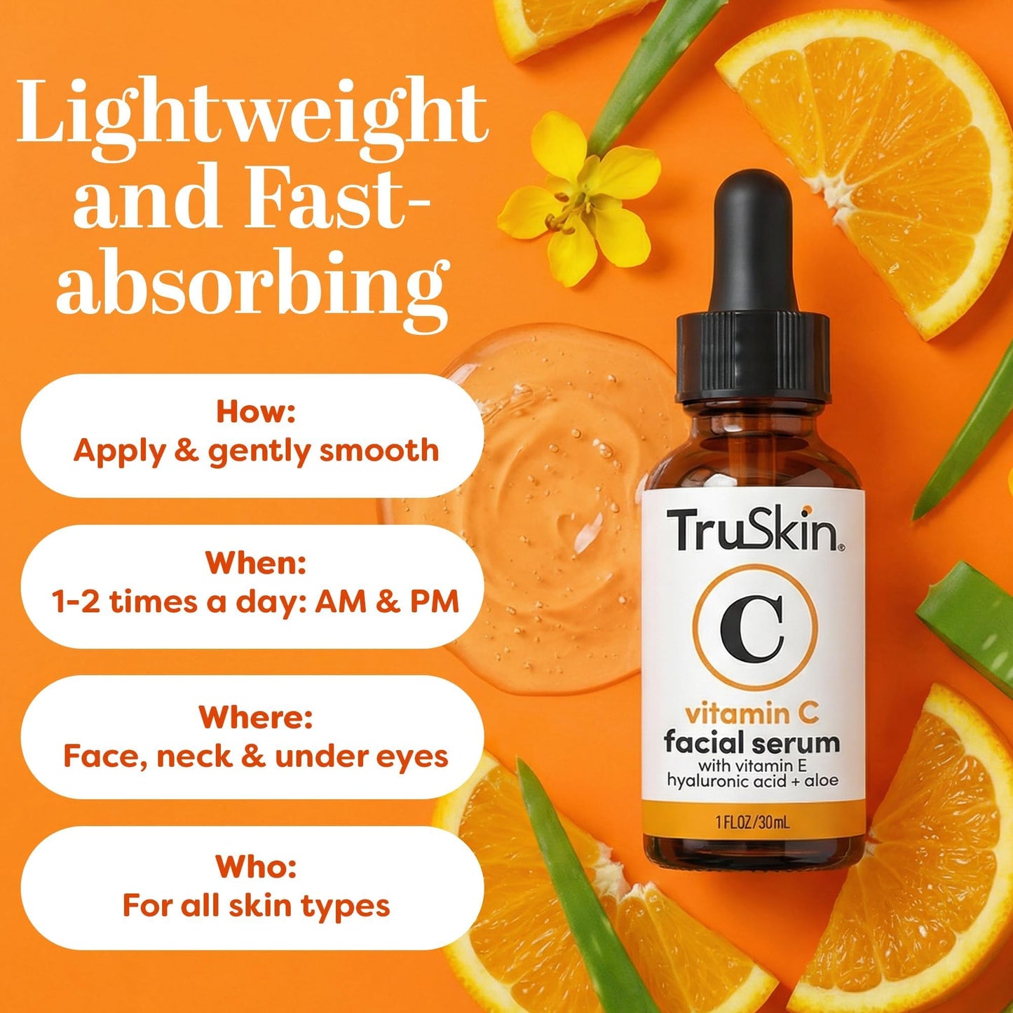 TruSkin Vitamin C Serum for Face - Anti Aging Face Serum with Hyaluronic Acid & Vitamin E - Brightening Formula for Improving Appearance of Dark Beauty and Personal Care TruSkin