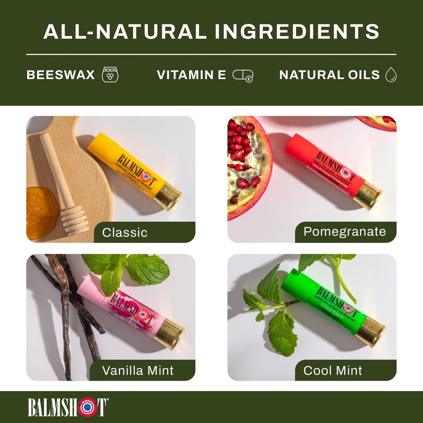 BALMSHOT Lip Balm 4 Pack