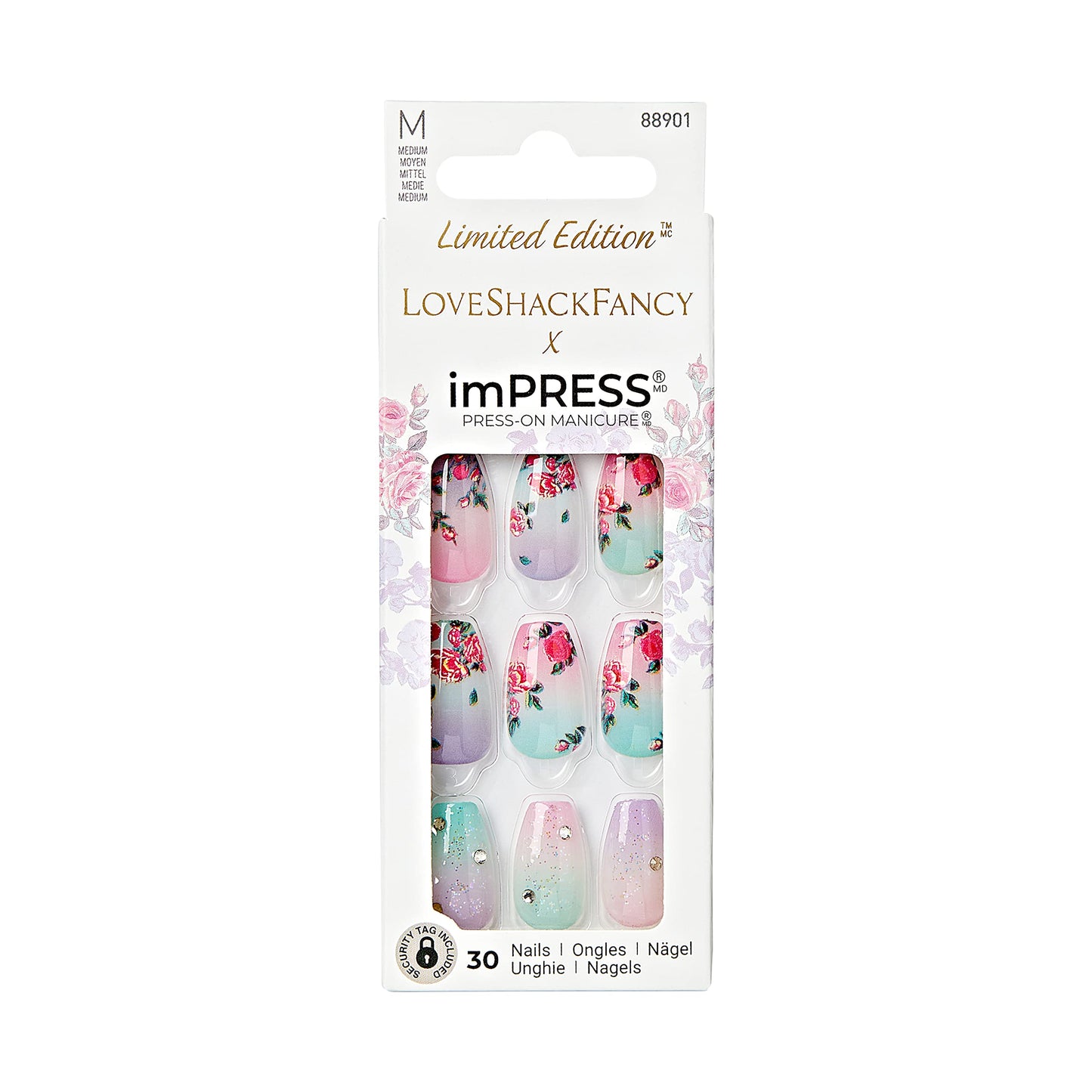 KISS LoveShackFancy x imPRESS Press-On Manicure Limited Edition, Style "Lilac Crush" Medium Coffin Purple Press-On Nails, Includes Prep Pad, Mini Nail Beauty & Personal Care imPRESS