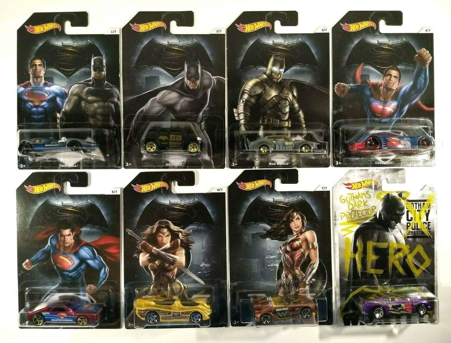 Hot Wheels, Batman V Superman: Dawn of Justice Bundle of 8 Die-Cast Cars