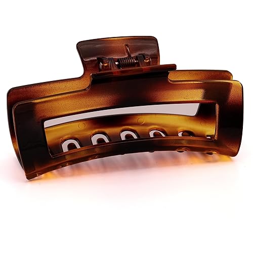 BELLEFIXE Large Tortoise Shell Premium Acetate Open Cutout Jaw Claw Clip Nonslip for Women Girls Thick Long Hair