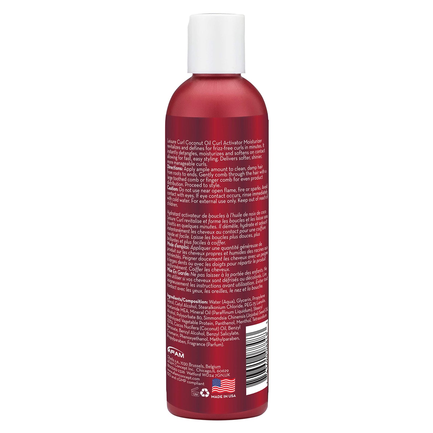 Leisure Curl Coconut Oil Curl Activator Moisturizer, 8 oz | Revives, Defines Curls, Moisturizes, Detangles, Delivers Soft Shiny Frizz-Free Hair