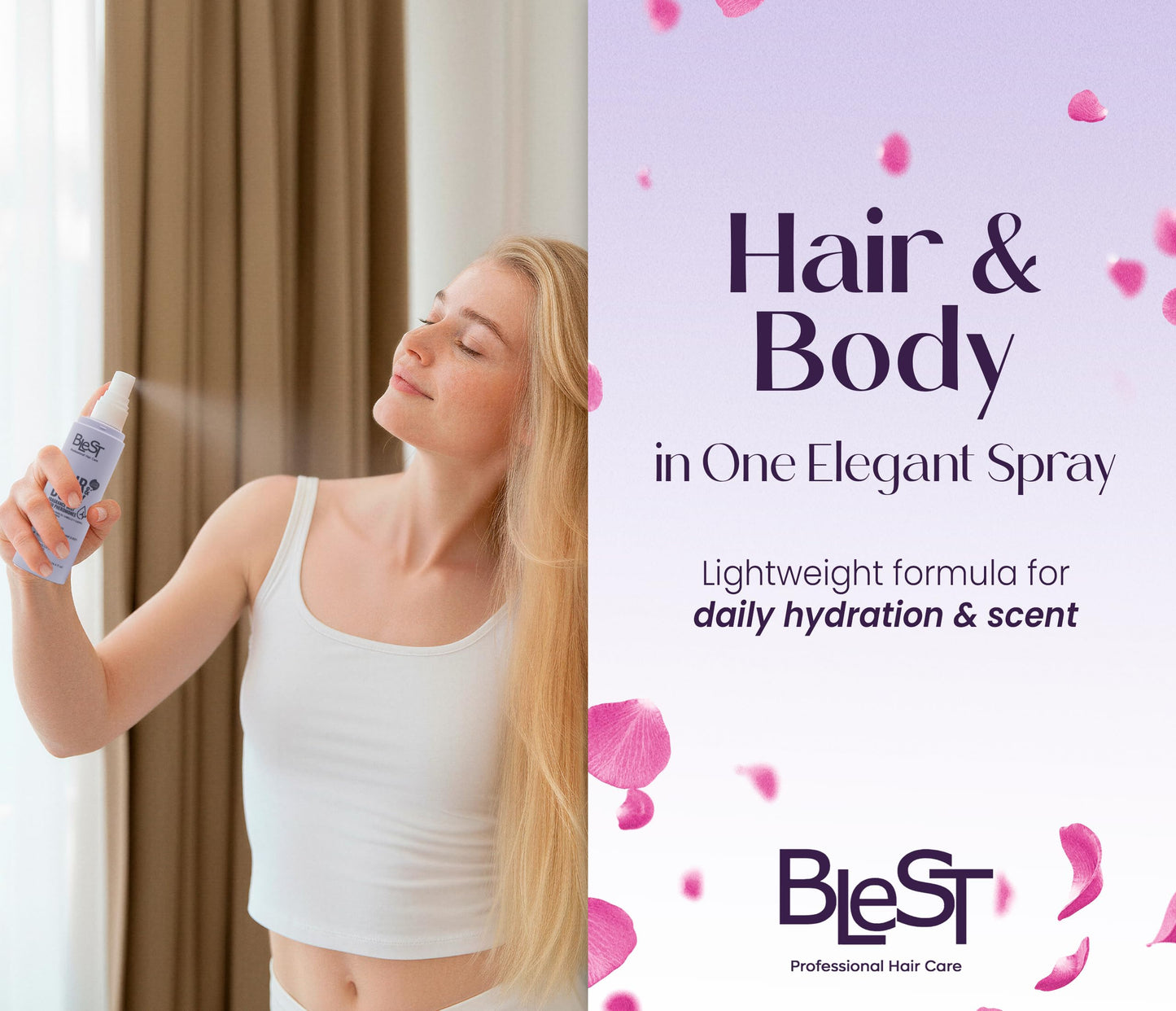 BLEST PROFESSIONAL Hair & Body Mist with Pheromone-Inspired Scent - Dual-Use Hydrating Spray for Skin and Hair - Lightweight, Silicone-Free Fragrance
