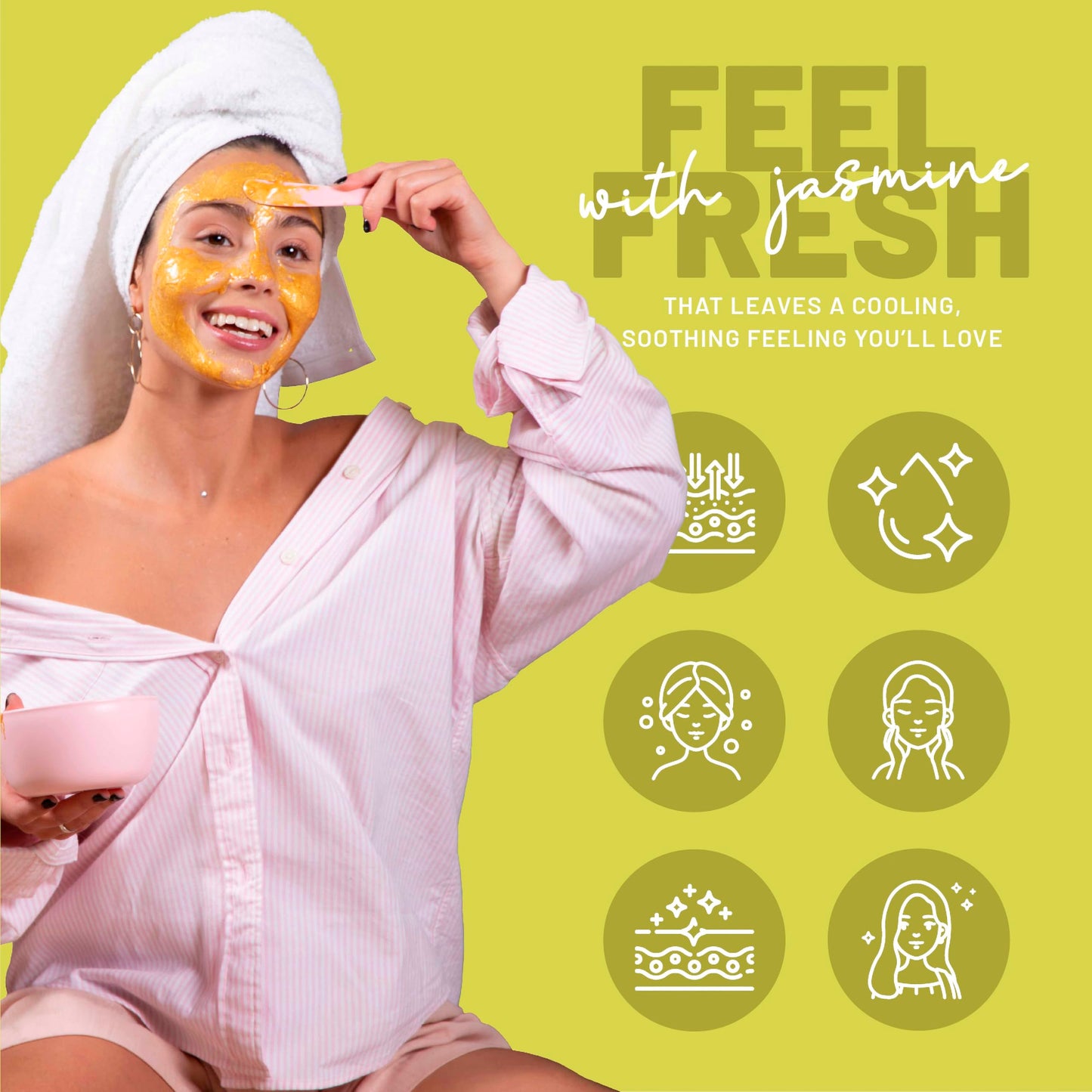 BRÜUN Peel-Off Jazmine Jelly Mask for Face Care - A 23 fl oz Rubber Mask Jar for 30 to 35 Treatments - A Skin Care Moisturizing Gel Mask of Spa Set