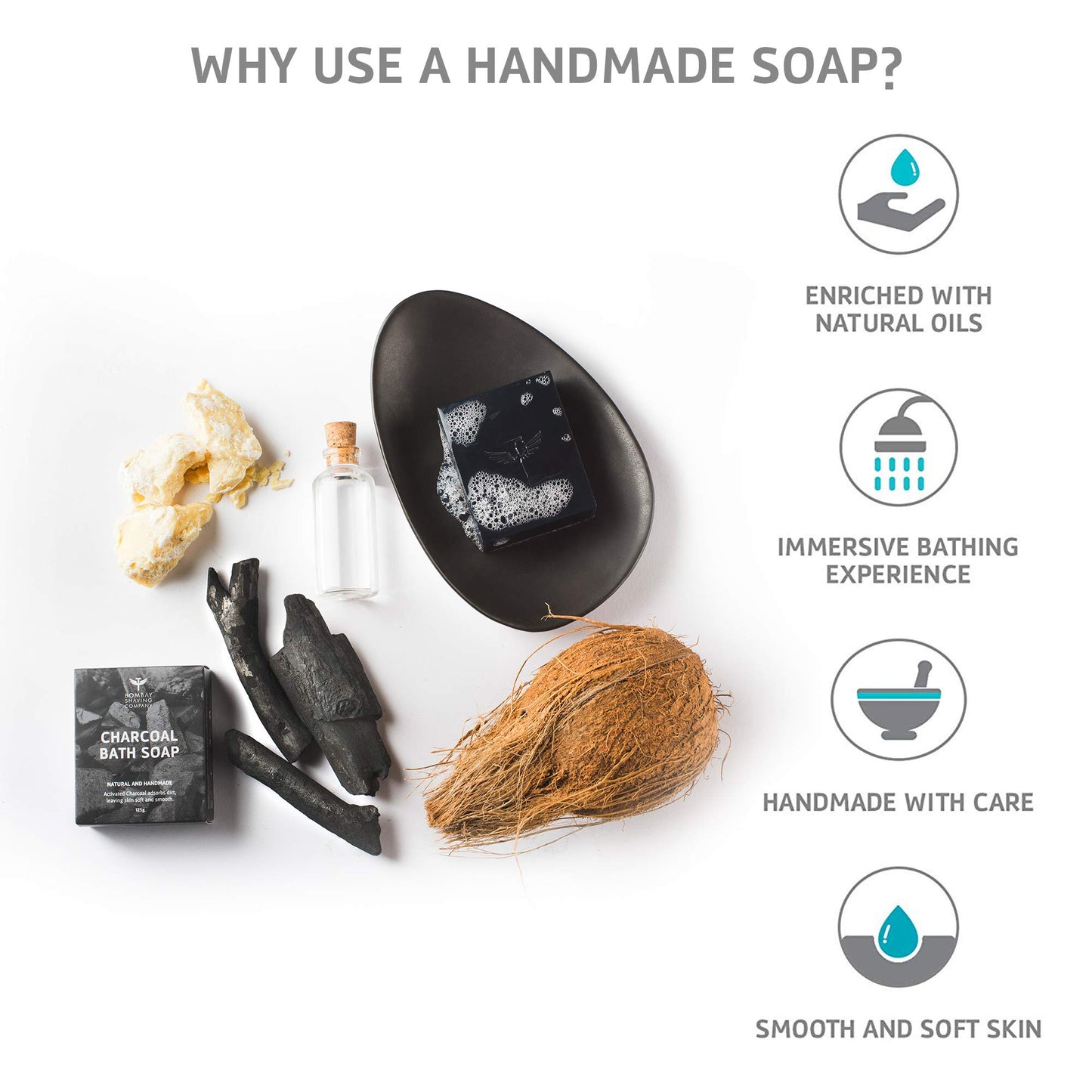 Bombay Shaving Company Deep Cleansing Charcoal Bath Soap, 125 g