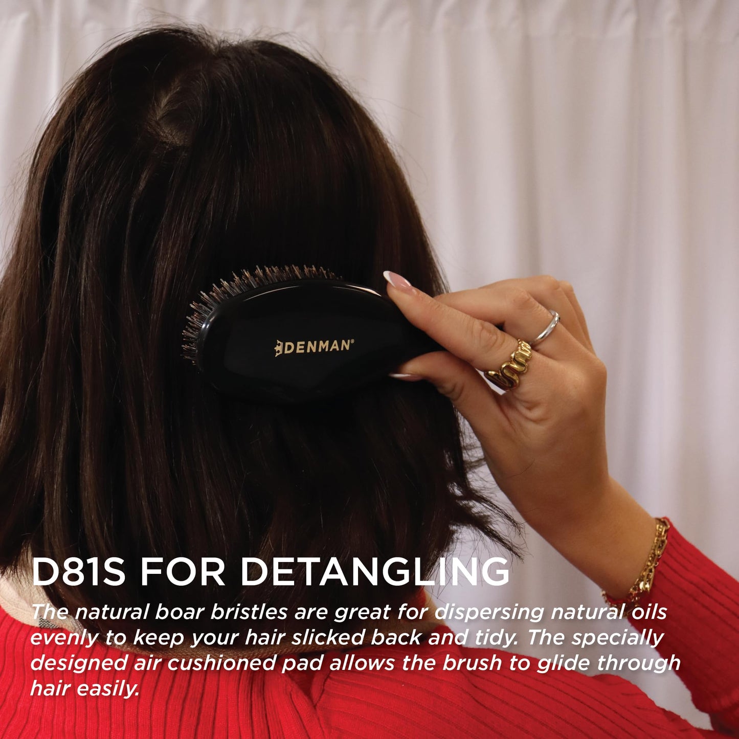 Denman Cushion Hair Brush (Small) with Soft Nylon Quill Boar Bristles - Porcupine Style for Grooming, Detangling, Straightening, Blowdrying Beauty and Personal Care Denman