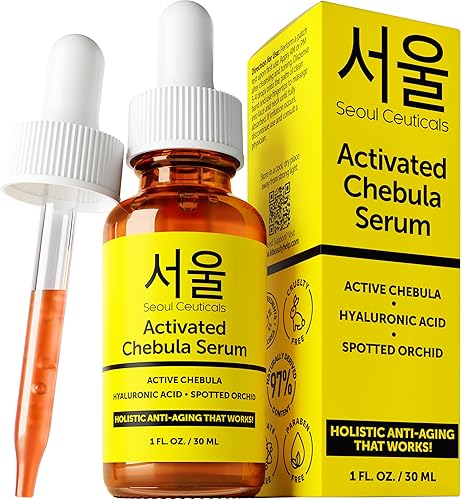 SeoulCeuticals Chebula Active Serum for Face - Korean Skin Care Anti Aging Natural K Beauty Skincare With Hyaluronic Acid + Spotted Orchid