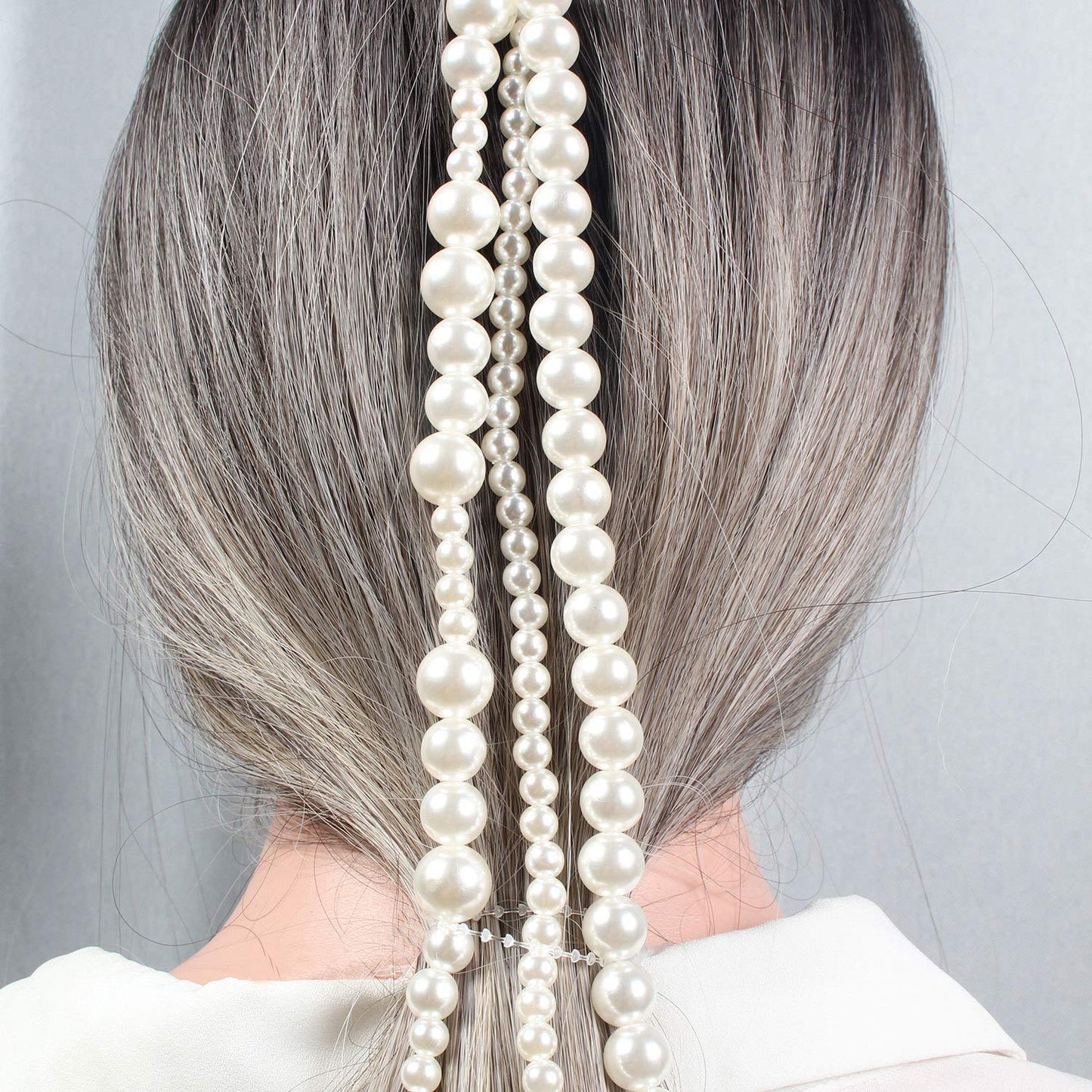 wekicici Hair Extension Chain Pearl Tassel Hair Chain with Clips Party Gatsby Fashion Wedding Hair Accessories for Women and Girls