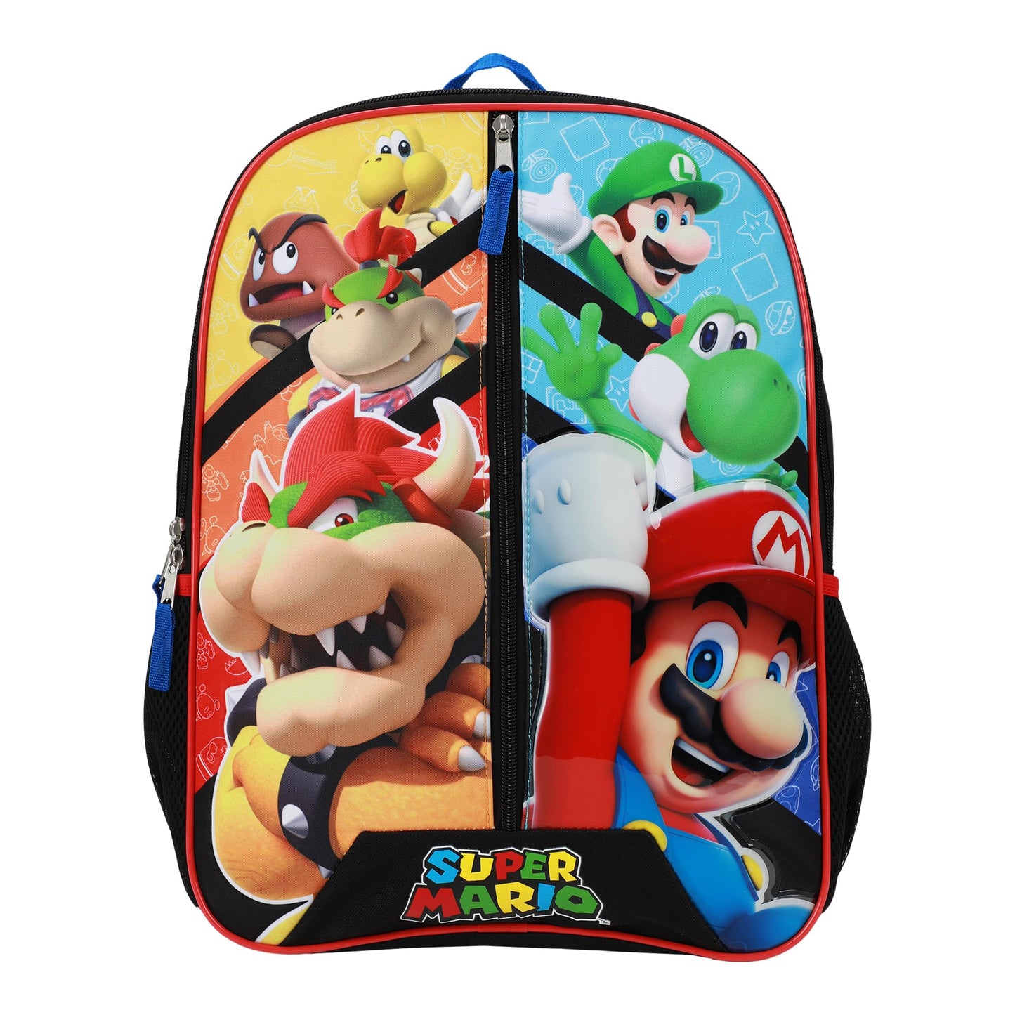 Bioworld Kids' Mario 16" Backpack, Black, Large