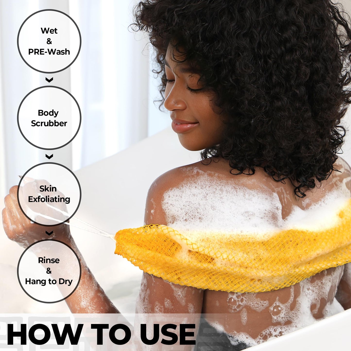 Real African Net Sponge - 2 Pieces Authentic African Wash Cloths for Showering - Exfoliating Body Sponges for Bathing Yellow & Forest - Back Scrub Beauty and Personal Care RelaxScene