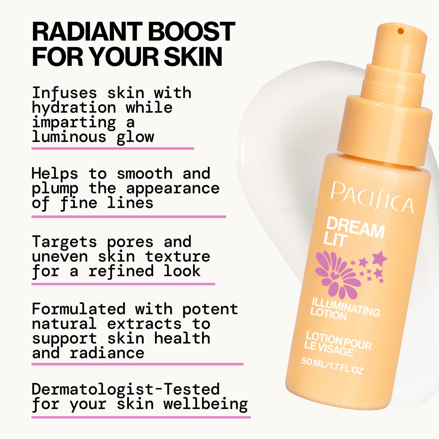 Pacifica Dreamlit Illuminating Facial Lotion - Vitamin C & Niacinamide Brightening Moisturizer for Radiant Glow - Natural Dewy Finish Hydrates