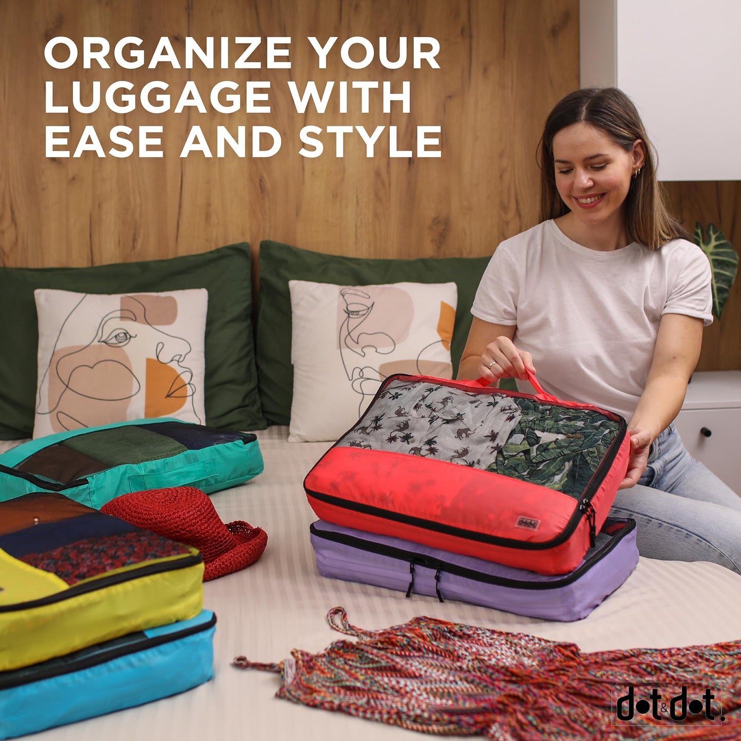 Large Packing Cubes for Travel - 5pc Packing Cubes for Suitcases - Lightweight Luggage Organizer Bags