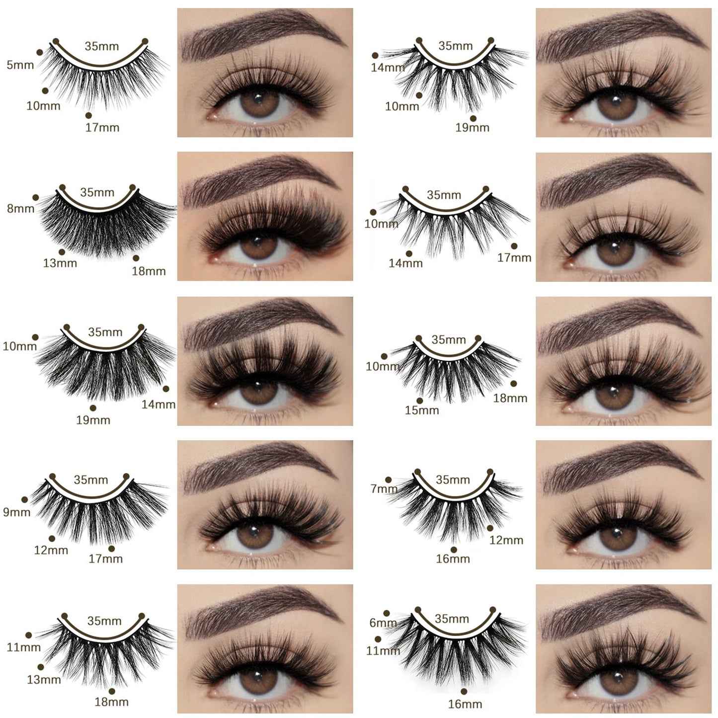 FARRED Wholesale False Lashes 30 Pairs 10 Styles Medium Length Vegan Eyelashes Fluffy Volume Strip Lashes Bulk 10 Portable Boxes Fake Eyelashes Mixed