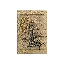 3D Rose TWL_243834_1 "Image of Black Ghost Ship On Vintage European Map Towel, 15" x 22"