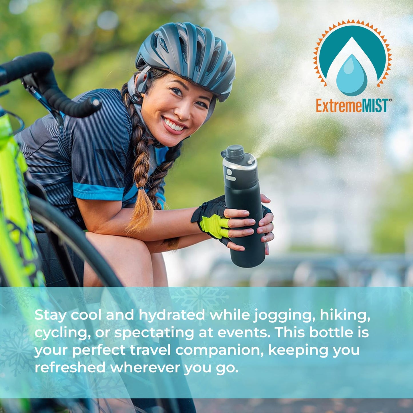 Extreme MIST - GoMist Misting & Drinking Bottle - Personal Mister - Cooling Water Bottle w/Easy-Drink Spout - Stainless-Steel Double Wall Insulated…