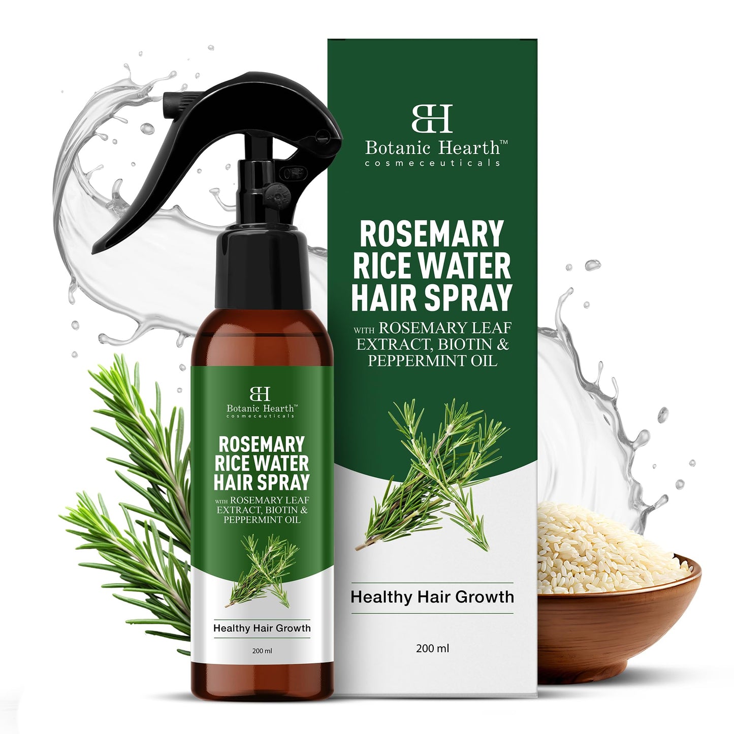 Botanic Hearth Rosemary & Rice Water Leave In Conditioner Hair Spray Bottle for Hair Growth, 6.8 Fl Oz, Root Enhncer, Korean Scalp Treatment Beauty and Personal Care Botanic Hearth