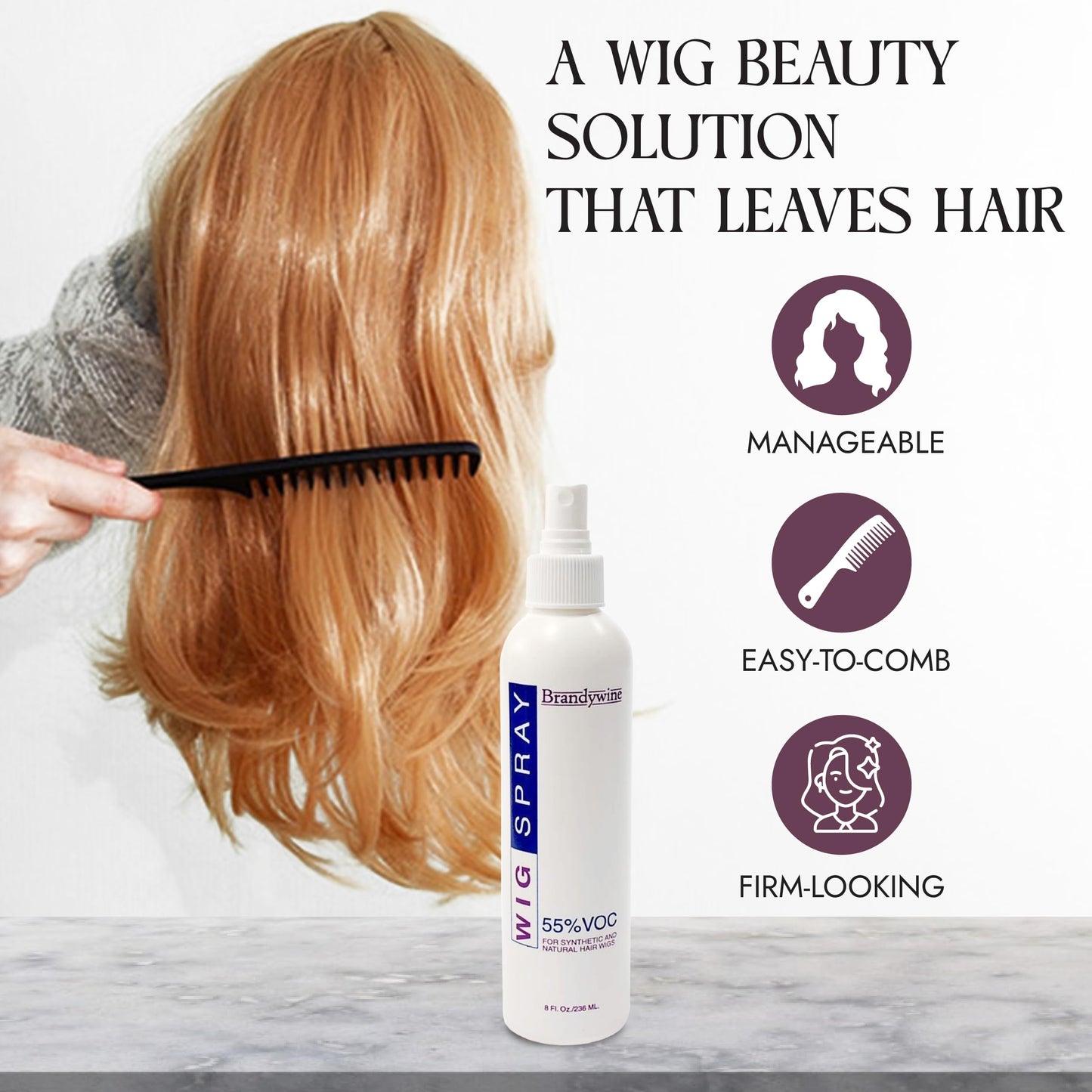 Brandywine Non-Aerosol Wig Spray for Synthetic & Natural Hair Wigs, Hairpieces & Extensions - 3 Pack