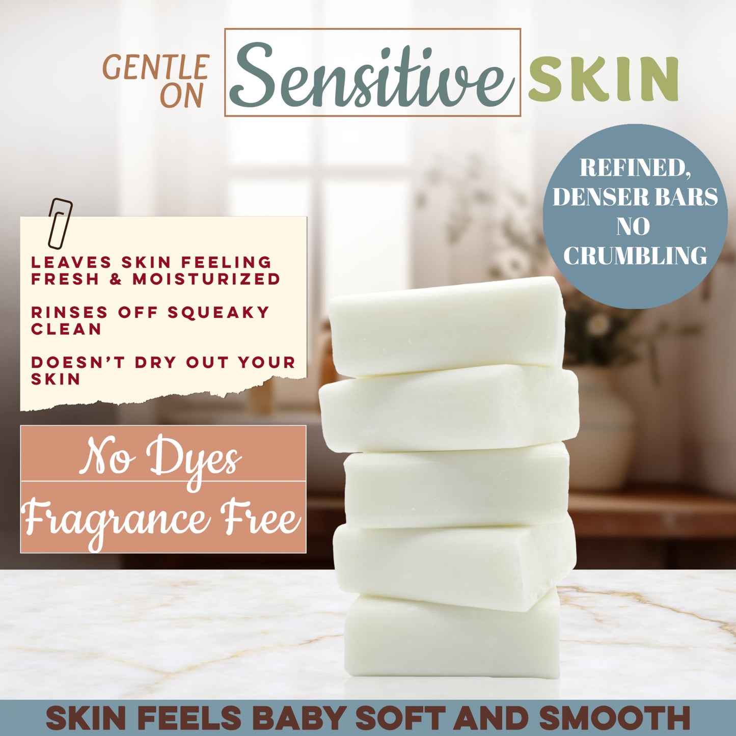 Amish Farms Fragrance-Free Bar Soap Bar w/All Natural Bentonite Clay | Made in USA, Vegan Moisturizing for Sensitive Skin | Women & Mens Face & Body