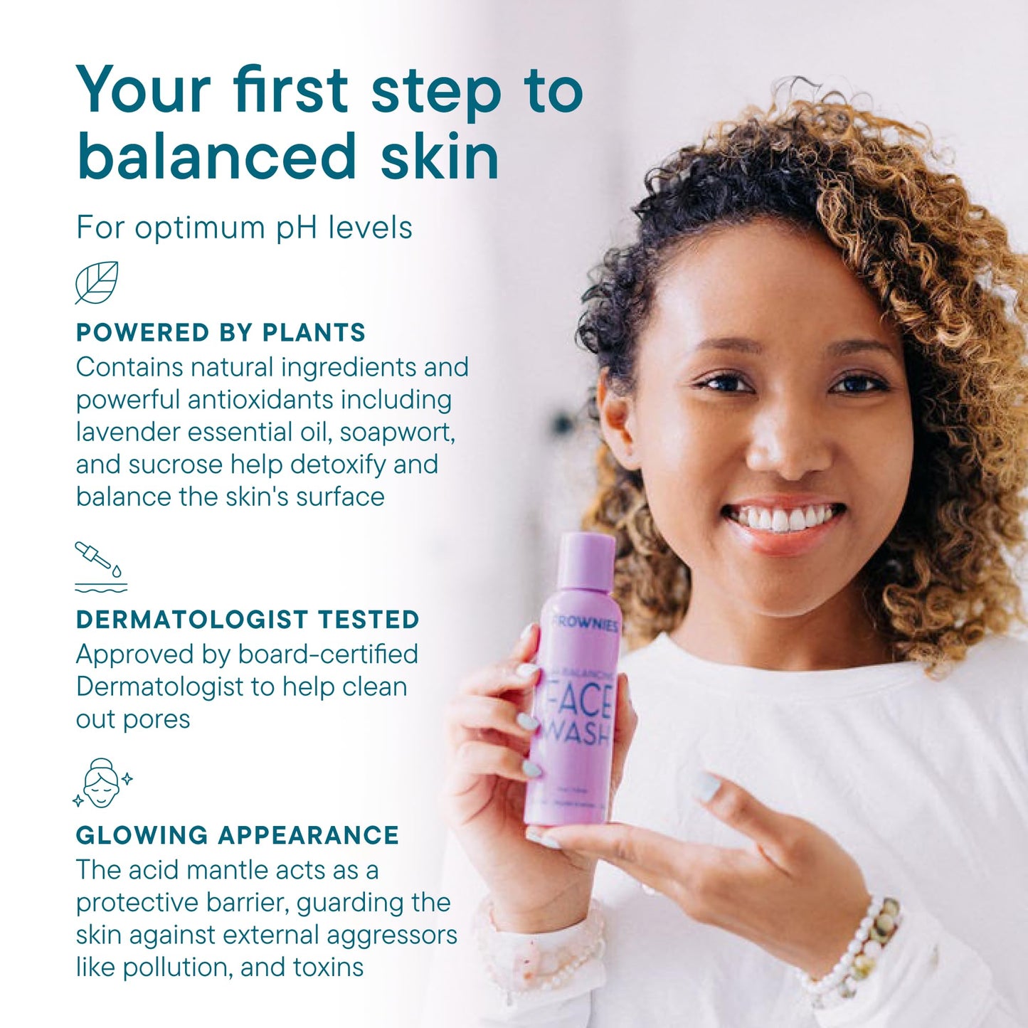 Frownies pH-Balancing Face Wash - Deep & Gentle Cleansing Face Wash with Moisture Retention - For Balancing and Exfoliating Action - Suitable for All