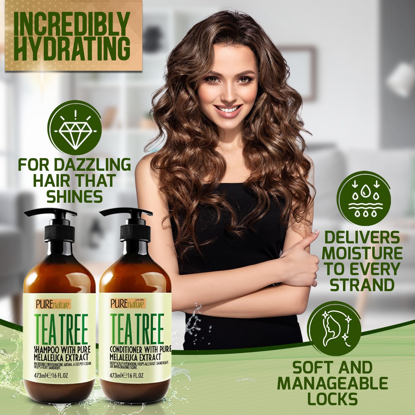 Tea Tree Oil Shampoo and Conditioner Set - Sulfate and Paraben Free Treatment for Oily Hair and to Help Reduce Your Itchy and Dry Scalp - Healthy Anti