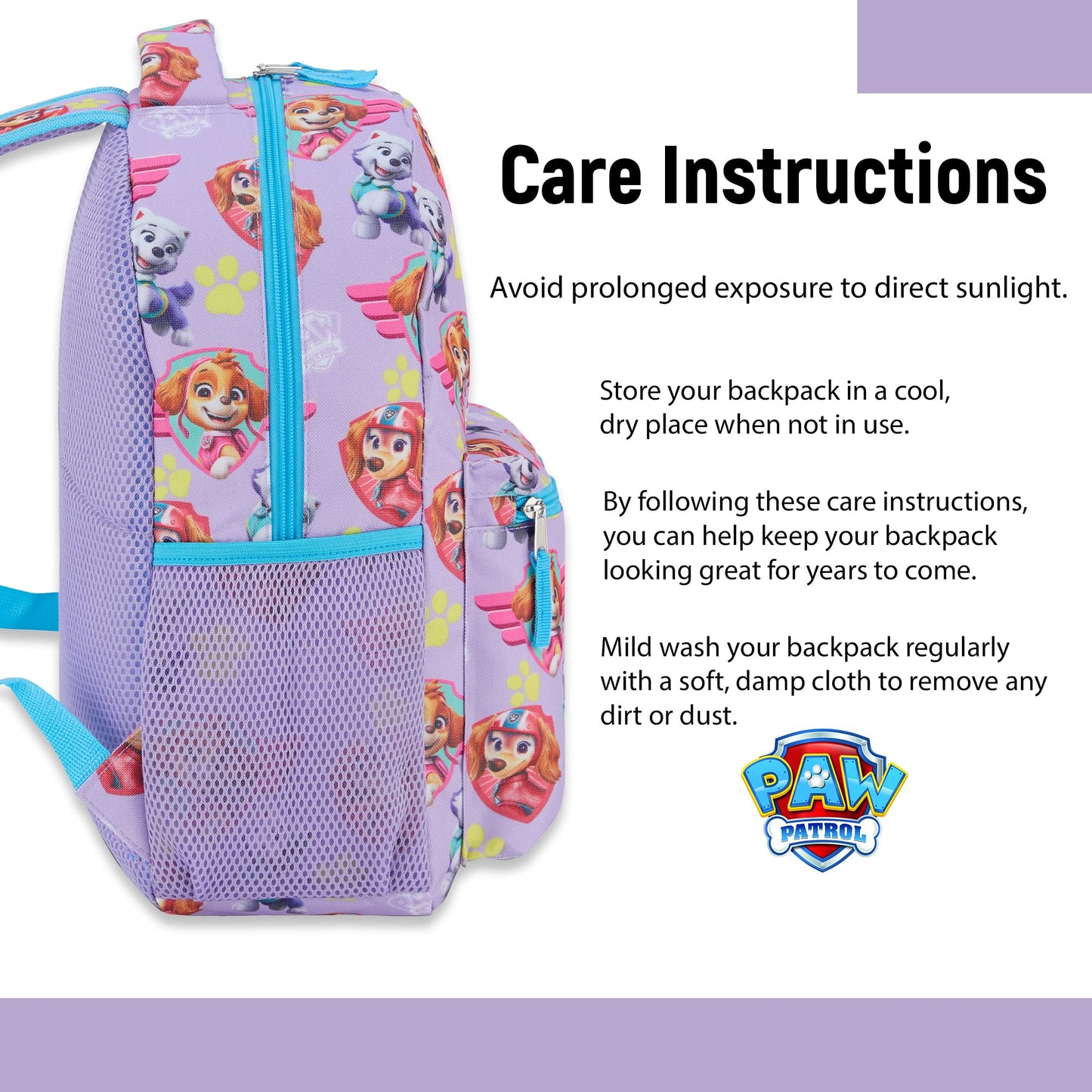 Paw Patrol Backpack for Kids - Chase, Skye, Marshall, Rubble, Rocky, Zuma, Everest, Liberty, and Ryder School Book Bag - Backpack for Boys Girls Toddlers and Adults - for Laptop and Lunch Box (Pink)