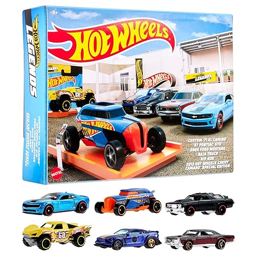 Hot Wheels HW Legends Multipacks of 6 Toy Cars, 1:64 Scale, Authentic Decos, Popular Castings, Rolling Wheels, Gift for Kids 3 Years Old & Up…