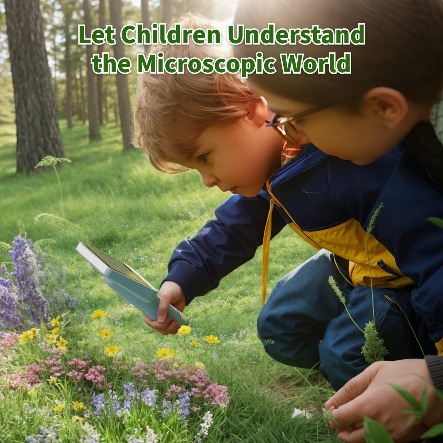 BEAVERLAB Finder Digital Microscope with 4 Inch Screen, 1080P HD 1600X Kids Portable Handheld Microscope with 8G Card for Scientific Experiment