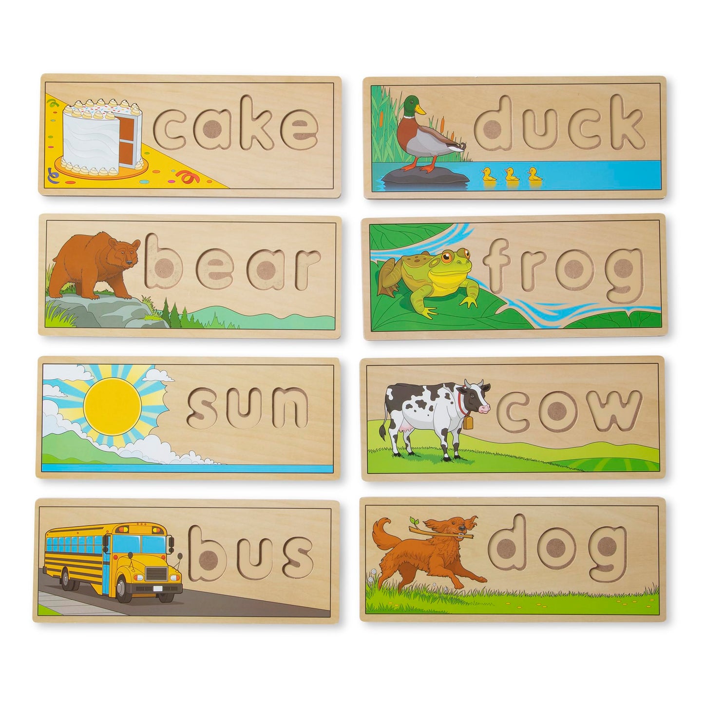 Melissa & Doug See & Spell Wooden Educational Toy – 8 Double-Sided Spelling Boards & 64 Letters, Preschool Learning for Kids Ages 4+