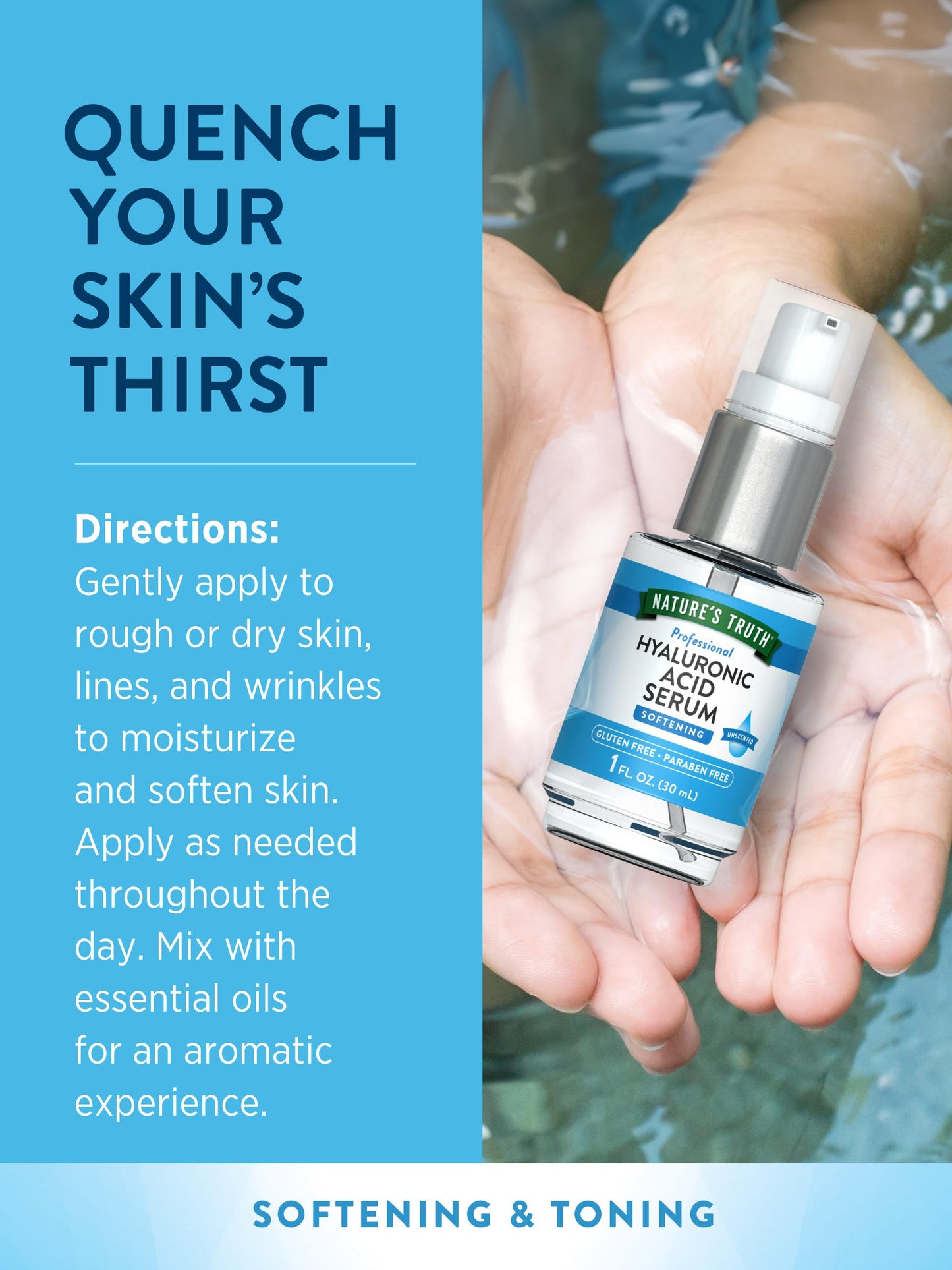 Nature's Truth Hyaluronic Acid Serum for Skin | 1 fl oz | Topical Liquid