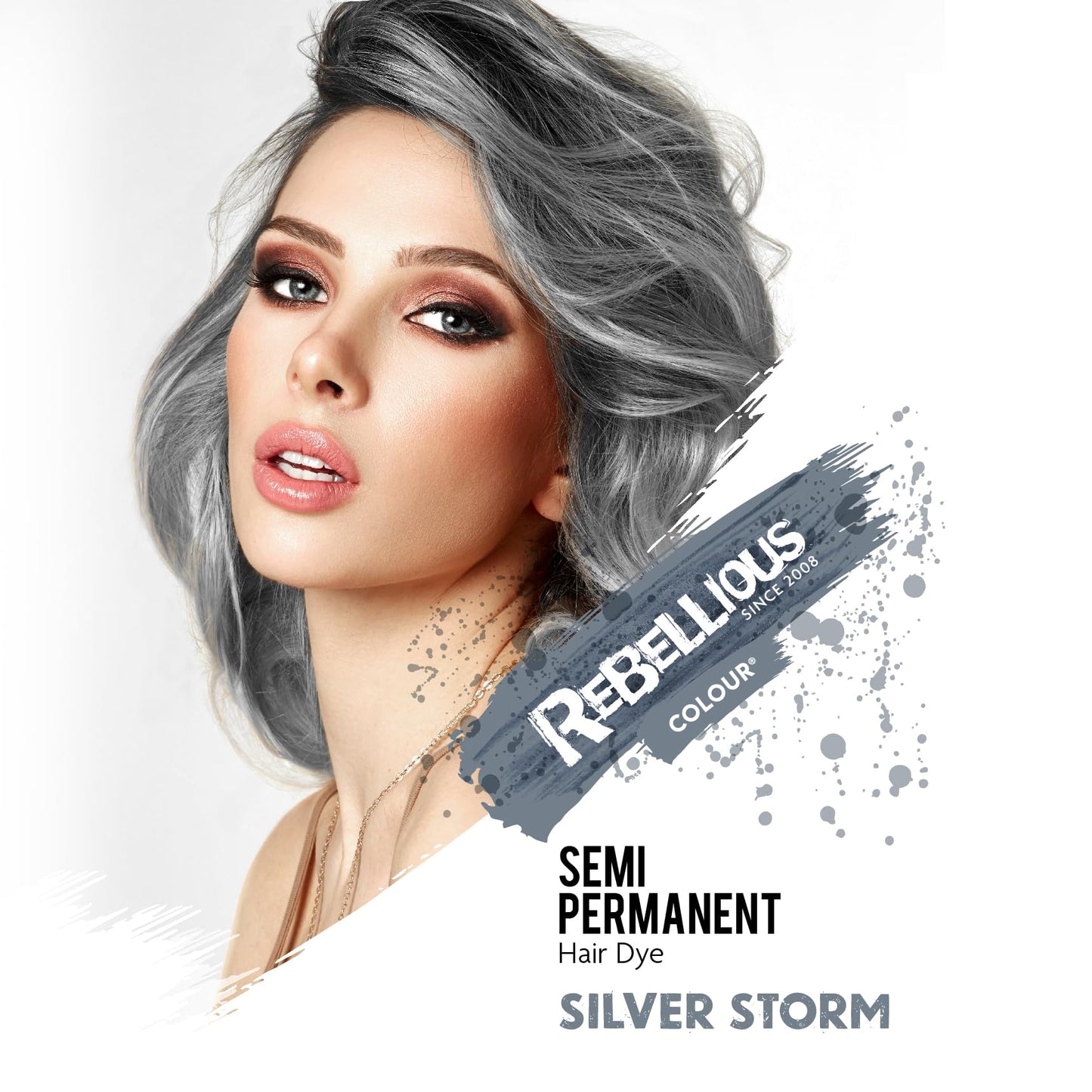 Rebellious Colours 100% Vegan Semi Permanent Hair Dye Colour 70ml (Silver Storm)