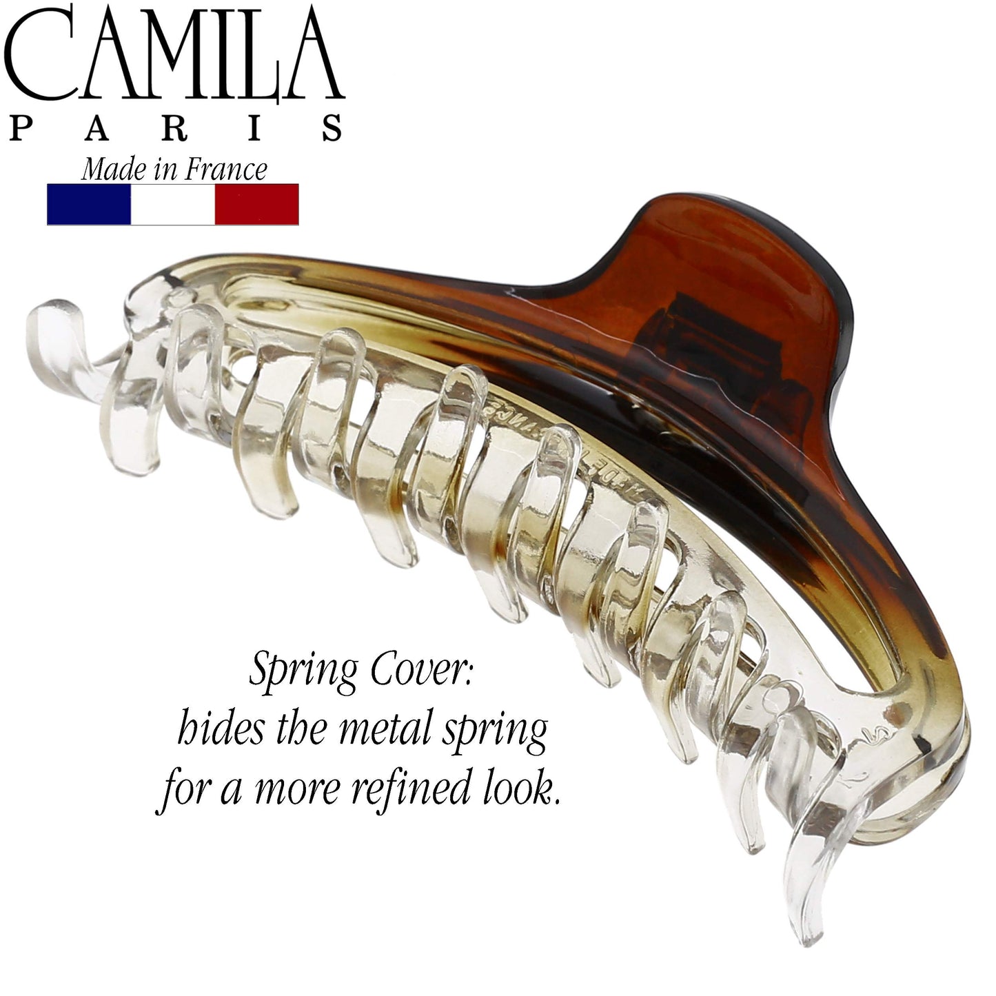 Camila Paris CP2380 French Hair Clip for Women, Medium Narrow, Brown / Cristal, Girls Hair Claw Clips Jaw Fashion Durable Styling Hair Accessories