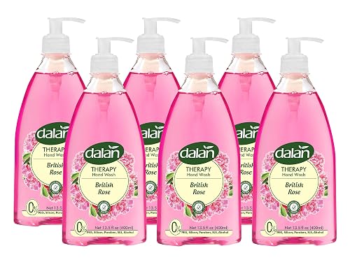 Dalan Therapy British Rose Ultra Moisturizing Liquid Hand Soap for Normal and Dry Hands Fresh Clean and Soft Feeling (13.5 Fl Oz / 400 mL (Pack of 6))