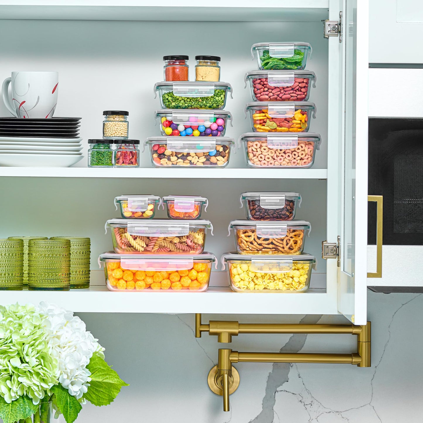 40pc Set Glass Food Storage Containers & Bowls with Airtight Lids - Leakproof BPA-Free Meal Prep Airtight Stackable Lunch Boxes, Kitchen Pantry…