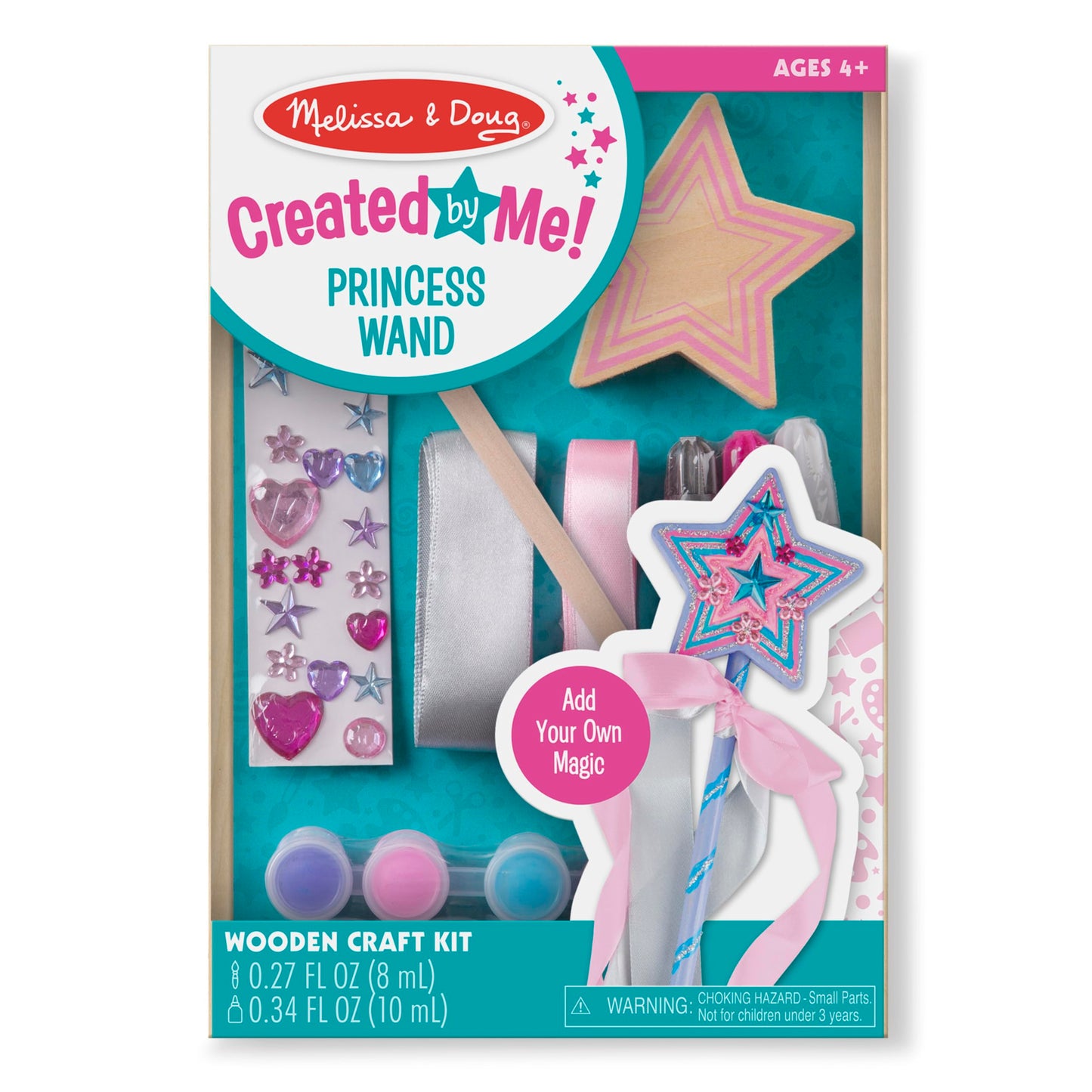Melissa & Doug Created by Me! Wooden Princess Wand Craft Kit – Paint & Decorate DIY Princess Toy for Kids Ages 4+