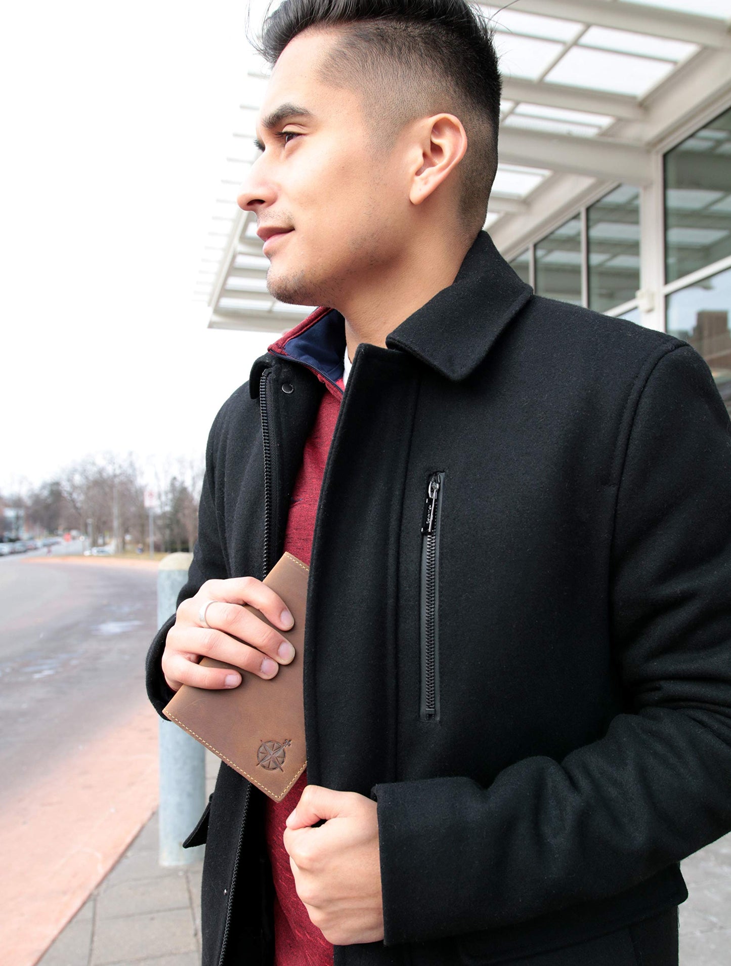 WANDERINGS Leather Travel Wallet – RFID Blocking Passport Holder Case for Men & Women, Genuine Leather Folding Passport Wallet 5.5'' x 4''