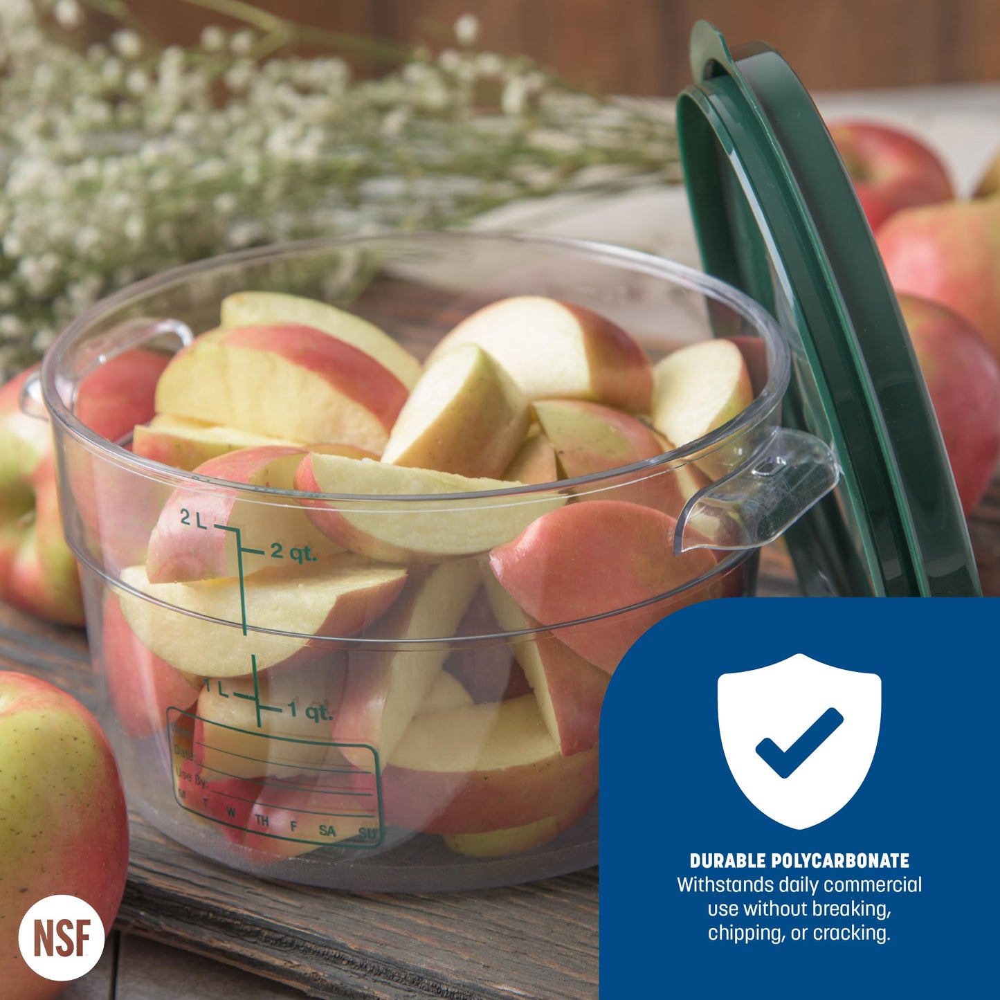 Carlisle FoodService Products Storplus Round Food Storage Container with Stackable Design for Catering, Buffets, Restaurants, Polycarbonate (Pc), 2…