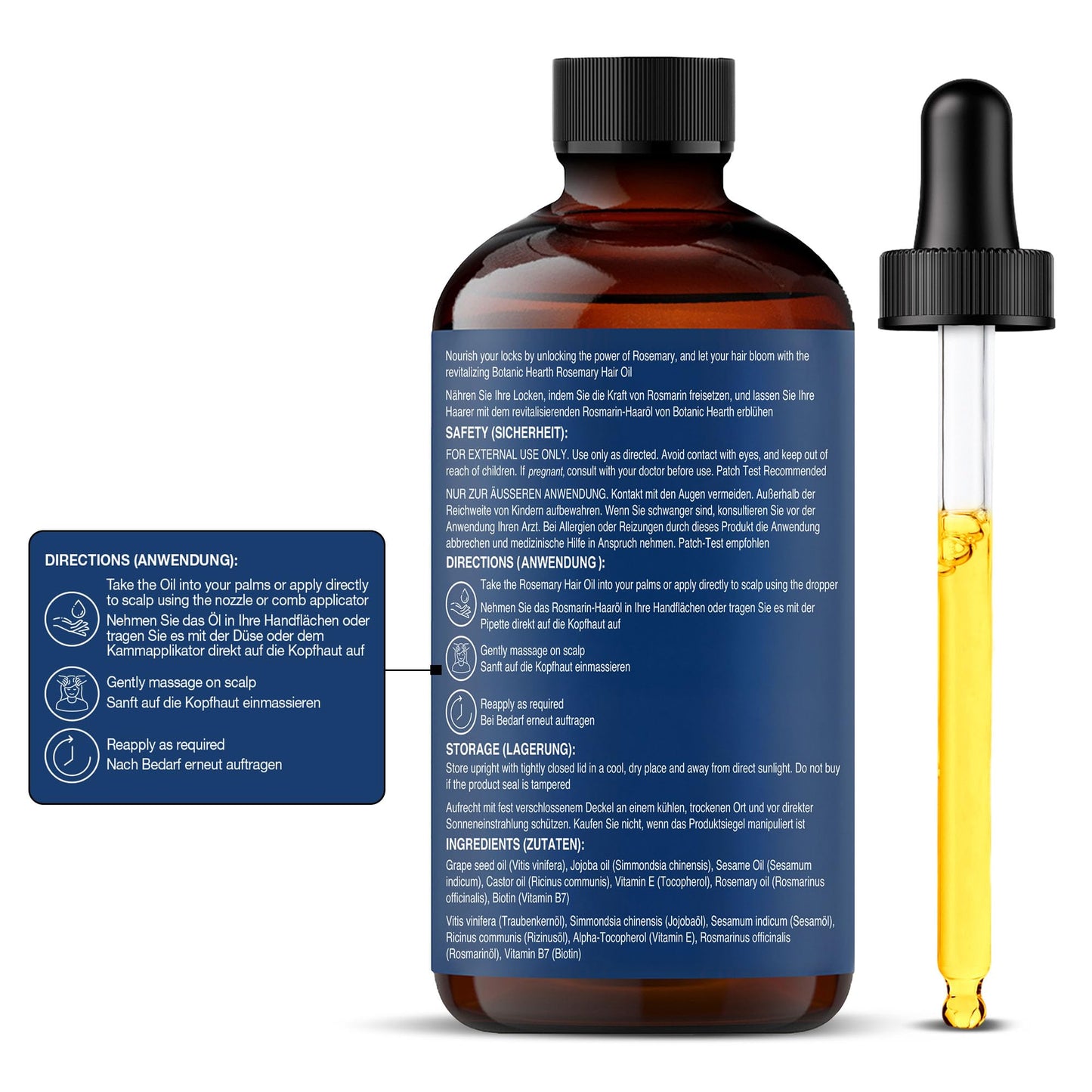 Botanic Hearth 100% Pure Rosemary Oil For Hair Growth | Infused With Biotin, Jojoba & Castor Oil | Hair Oil Repairs Dry Damaged Hair, Strengthening