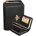 bistup credit card holder wallet for women cute leather ladies teen girls female cardholder wallets accordion purse small medium aesthetic print bee…