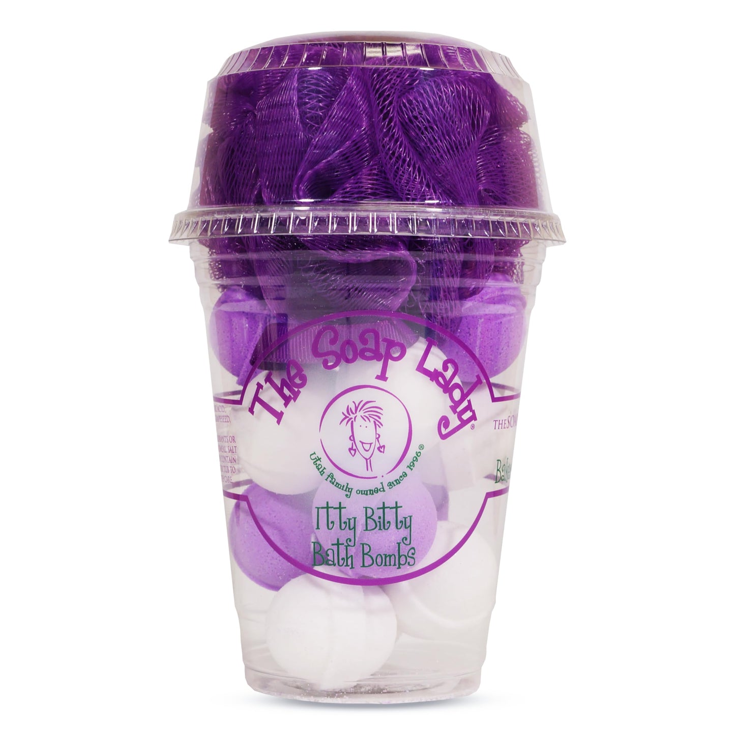 The Soap Lady Itty Bitty Bath Bombs - Oatmeal, Milk, Honey, & Lavender - Includes Loofah - .65oz Bath Bombs