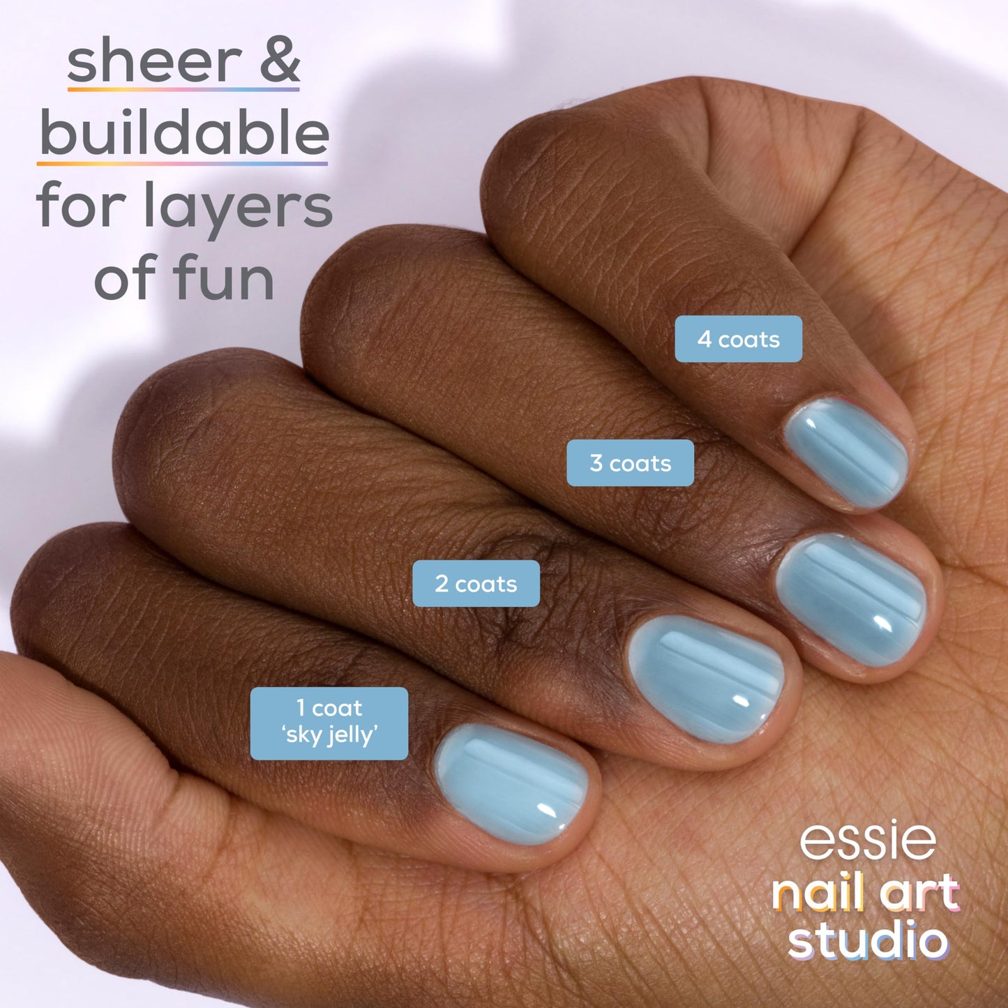 essie Nail Art Studio Jelly Gloss Polish, Vegan, Sheer Blue Nail Polish, Sky Jelly, 0.46 Fl Oz