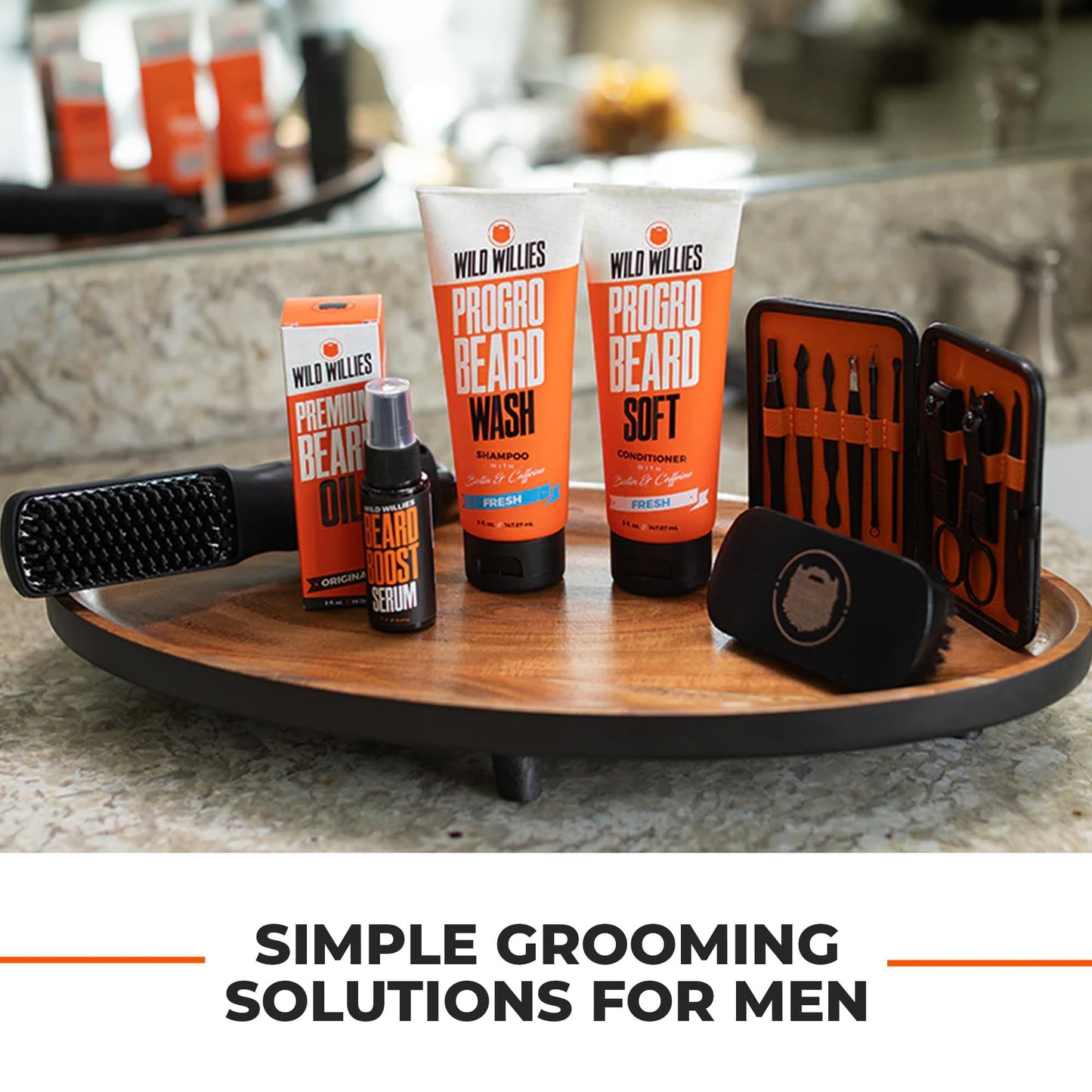 Wild Willies Beard Straightener for Men - 3 Temperature Settings, Tourmaline Ceramic Heated Beard Brush & Hot Comb - Portable, Ionic Technology
