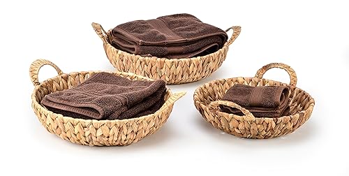 Trademark Innovations Set of 3 Round Hyacinth Baskets with Handles