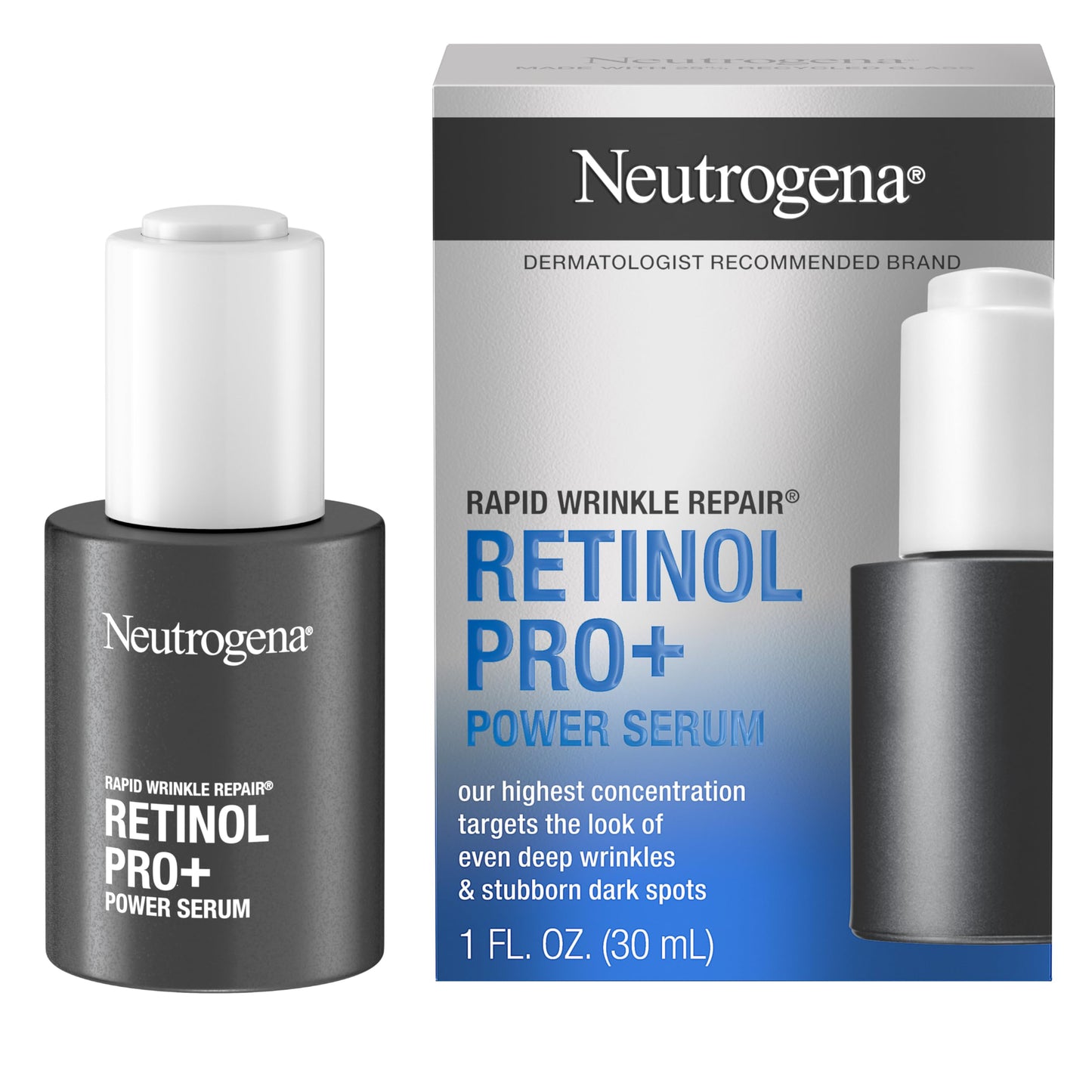 Neutrogena Rapid Wrinkle Repair Retinol Pro+ Power Facial Serum, Gentle Anti-Aging Face Serum with Pure Retinol & Nourishing Emollients