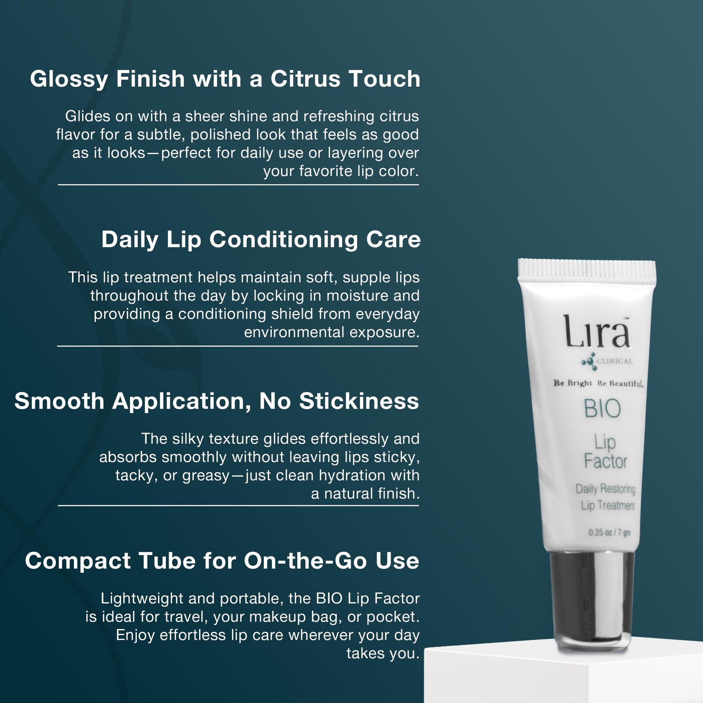 Lira Clinical BIO Lip Factor - Lip Balm SPF 15 for Soft, Full, and Supple Lips - Lip Treatment with Peptides, Vitamin C, E, Jojoba Oil, Avocado Oil