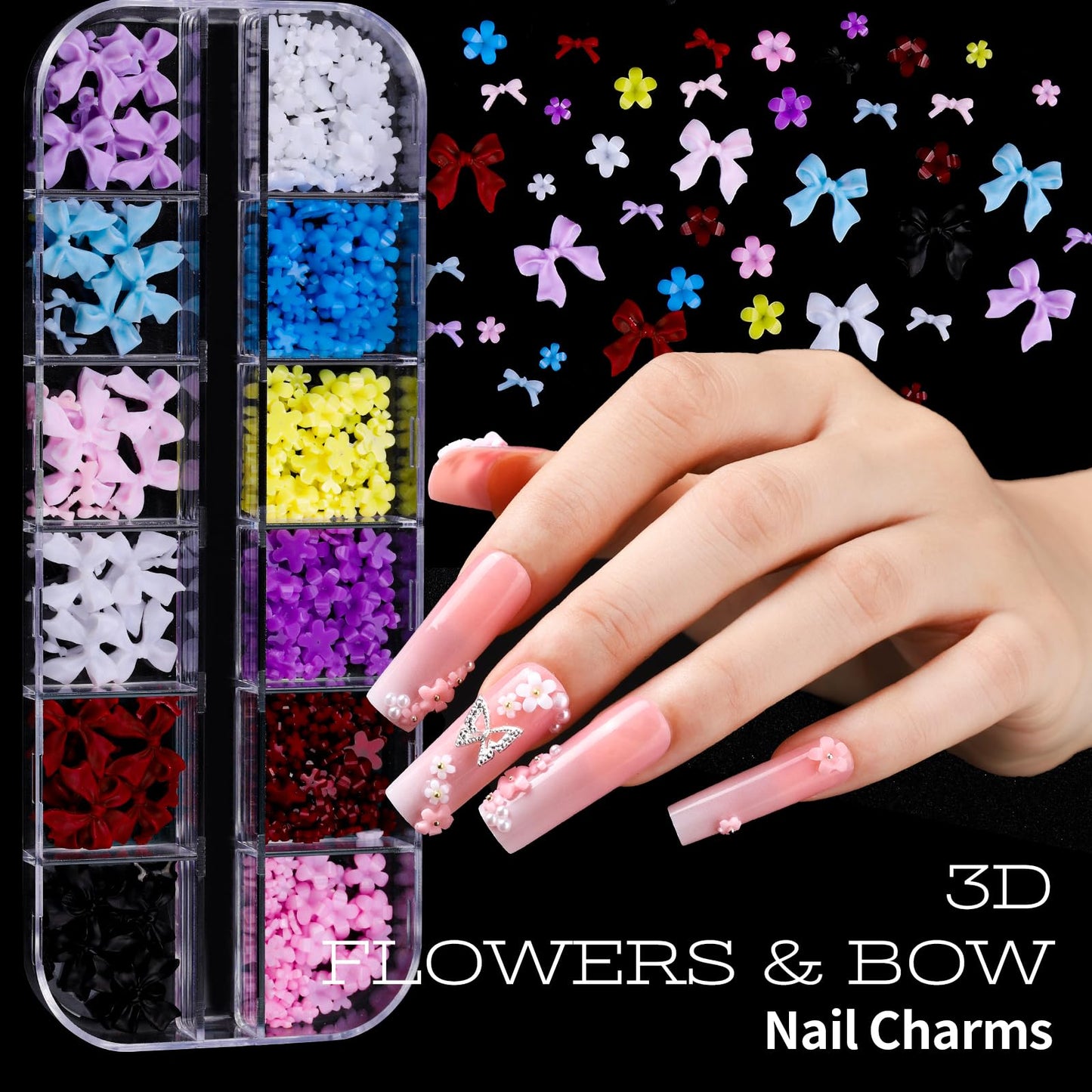 Teenitor Nail Charms and Nail Art Tools Set, Nail Art Kit with 5 Boxes of 3D Nail Charms and Gems Rhinestones, 15 Pcs Nail Art Brushes, 5 Pcs Nail Beauty and Personal Care Teenitor