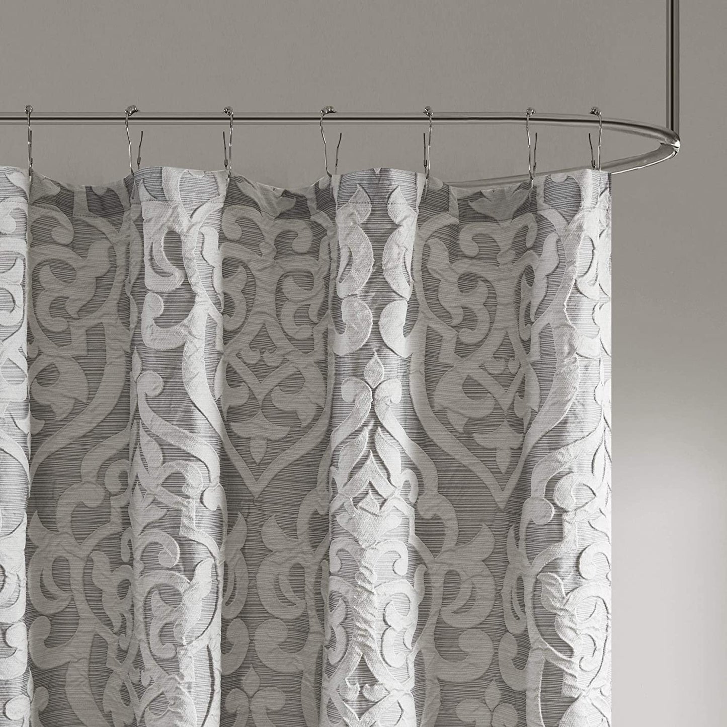 Madison Park Odette Fabric Shower Curtain Luxe Textured Jacquard, Damask Medallion Machine Washable Modern Home Bathroom Decor, Bathtub Privacy…