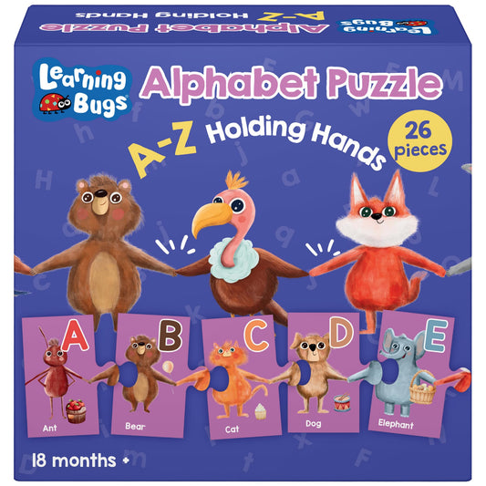 LEARNING BUGS Alphabet Animal Holding Hands Large Jigsaw Floor Puzzle (26 pcs, 5 feet Long)