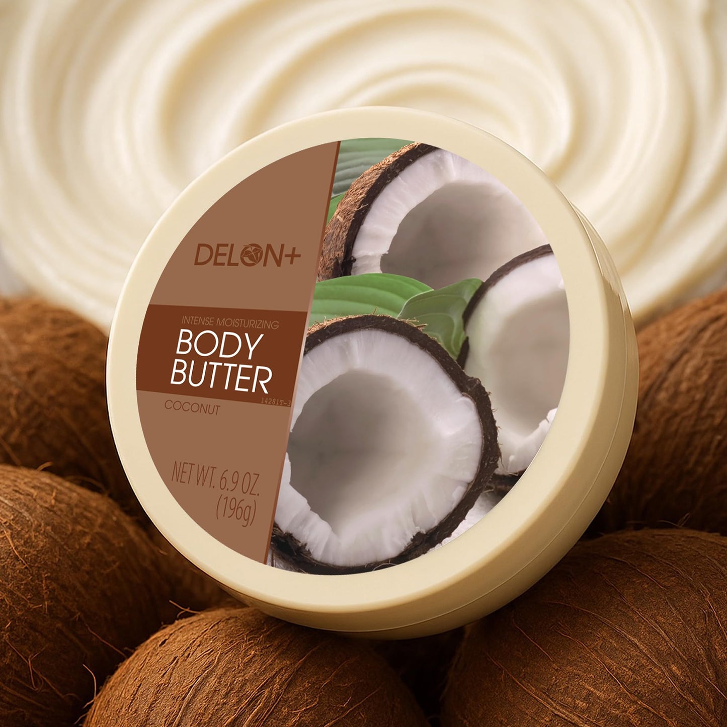 DELON Intense Moisturizing Body Butter, Coconut with Coconut Oil, 6.9 oz
